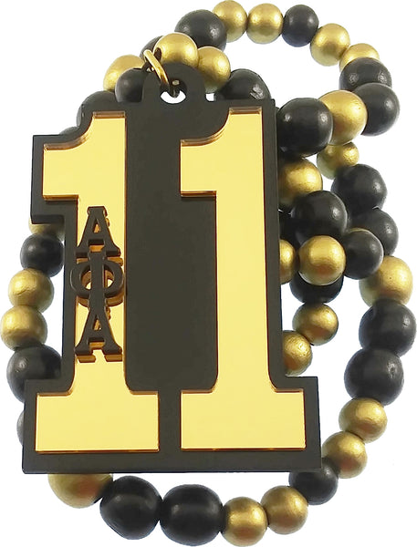 Alpha Phi Alpha Wood Color Bead Tiki Line #11 Medallion [Black/Gold]