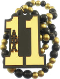 Alpha Phi Alpha Line #11 Mirror Wood Color Bead Tiki Necklace [Black/Gold - 18"]