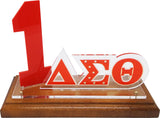 Delta Sigma Theta Acrylic Desktop Line #1 With Wooden Base [Brown]