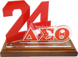 Delta Sigma Theta Acrylic Desktop Line #24 With Wooden Base [Brown]