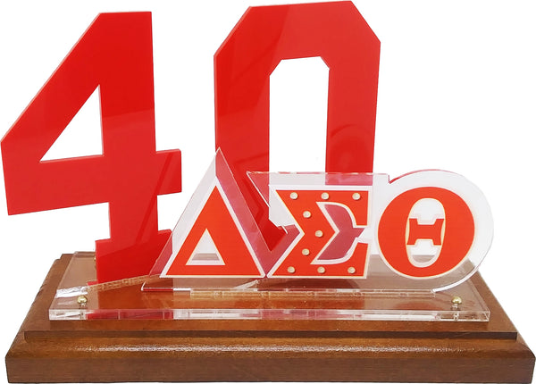 Delta Sigma Theta Acrylic Desktop Line #40 With Wooden Base [Brown]