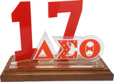 Delta Sigma Theta Acrylic Desktop Line #17 With Wooden Base [Brown]