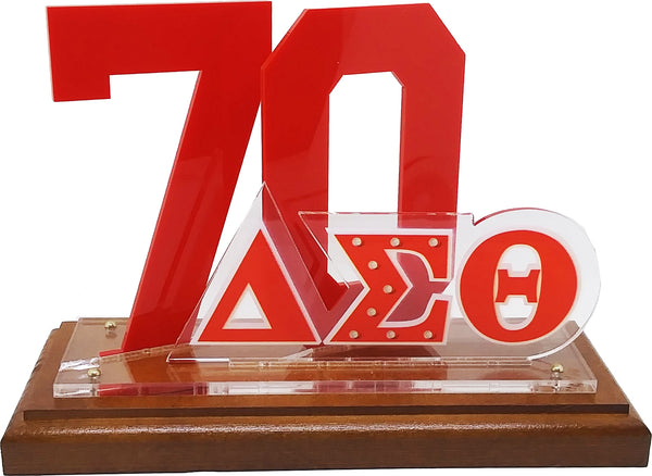 Delta Sigma Theta Acrylic Desktop Line #70 With Wooden Base [Brown]