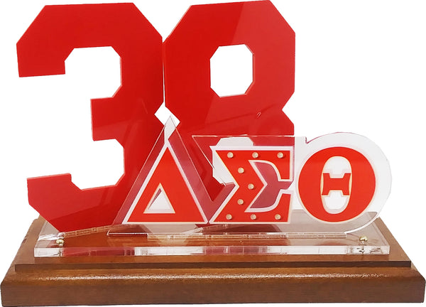 Delta Sigma Theta Acrylic Desktop Line #38 With Wooden Base [Brown]