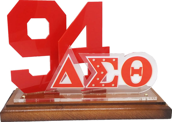 Delta Sigma Theta Acrylic Desktop Line #94 With Wooden Base [Brown]