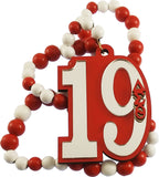 Delta Sigma Theta Wood Color Bead Tiki Line #19 Medallion [Red/White]