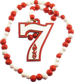 Delta Sigma Theta Wood Color Bead Tiki Line #7 Medallion [Red/White]