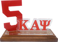 Kappa Alpha Psi Acrylic Desktop Line #5 With Wooden Base [Brown]