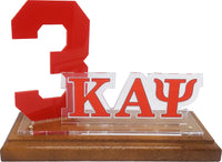 Kappa Alpha Psi Acrylic Desktop Line #3 With Wooden Base [Brown]