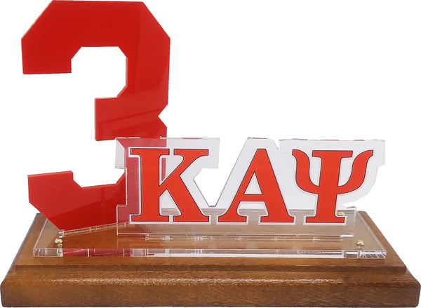 Kappa Alpha Psi Acrylic Desktop Line #3 With Wooden Base [Brown]