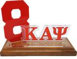 Kappa Alpha Psi Acrylic Desktop Line #8 With Wooden Base [Brown]