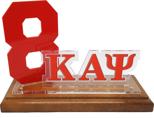 Kappa Alpha Psi Acrylic Desktop Line #8 With Wooden Base [Brown]