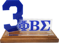Phi Beta Sigma Acrylic Desktop Line #3 With Wooden Base [Brown]
