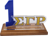 Sigma Gamma Rho Acrylic Desktop Line #1 With Wooden Base [Brown]