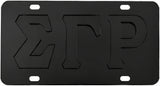 Sigma Gamma Rho Raised Letter Mirror License Plate [Black/Black]
