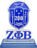 Zeta Phi Beta Acrylic Desktop Crest With Wooden Base [Blue]