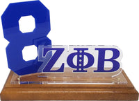 Zeta Phi Beta Acrylic Desktop Line #8 With Wooden Base [Brown]