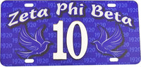 Zeta Phi Beta Printed Line #10 License Plate [Blue]