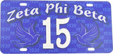Zeta Phi Beta Printed Line #15 License Plate [Blue]