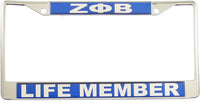 Zeta Phi Beta Life Member Domed License Plate Frame [Silver]