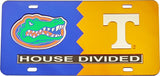 Florida + Tennessee House Divided Split License Plate Tag [Blue/Orange]