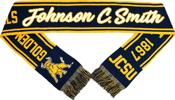 Big Boy Johnson C. Smith Golden Bulls S6 Knit Scarf [Navy Blue]
