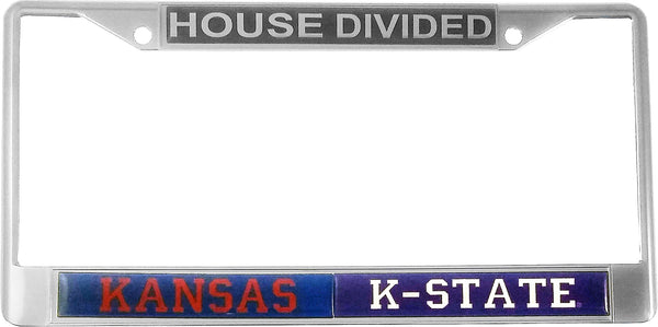 Kansas + Kansas State House Divided Split License Plate Frame [Silver]
