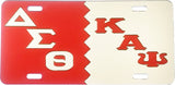 Delta Sigma Theta + Kappa Alpha Psi Split Mirror License Plate [Red/Silver/Silver/Red]