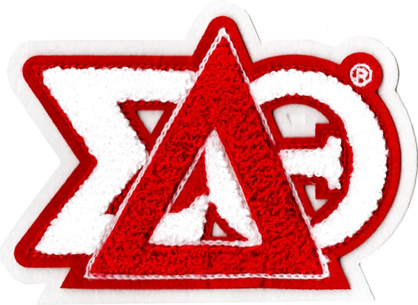Delta Sigma Theta Stack Letters Chenille Sew-On Patch [Red]