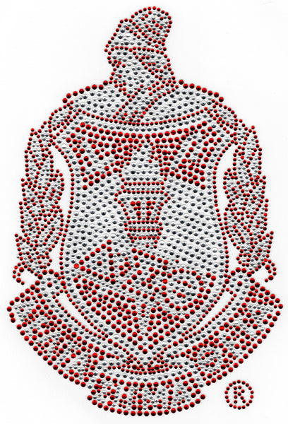 Delta Sigma Theta Crest Rhinestone Heat Transfer [Red/Silver]