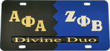 Alpha Phi Alpha + Zeta Phi Beta Split Divine Duo License Plate [Black/Blue]