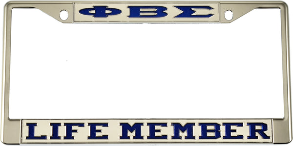 Phi Beta Sigma Life Member License Plate Frame [Silver/Blue - Car or Truck - Silver Standard Frame]
