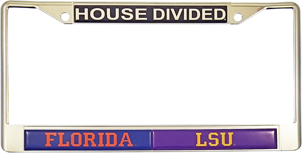 Florida + LSU House Divided Split License Plate Frame [Silver]