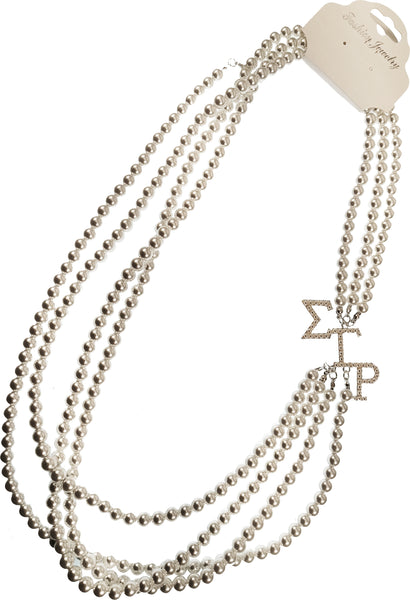 Sigma Gamma Rho 4 Strand Pearl Necklace [White]