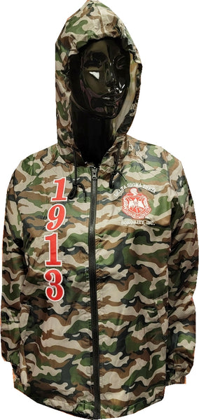 Buffalo Dallas Delta Sigma Theta Camo Hooded Windbreaker Line Jacket [Camouflage]