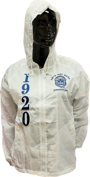 Buffalo Dallas Zeta Phi Beta Hooded Windbreaker Line Jacket [White]