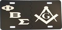 Phi Beta Sigma + Mason Split Mirror License Plate [Black/Silver/Black/Silver]