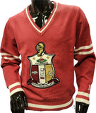 Buffalo Dallas Kappa Alpha Psi Chenille V-Neck Varsity Sweater [Crimson Red]