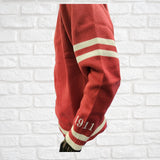 Buffalo Dallas Kappa Alpha Psi Chenille V-Neck Varsity Sweater [Crimson Red]