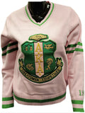 Buffalo Dallas Alpha Kappa Alpha Chenille V-Neck Varsity Sweater [Pink]