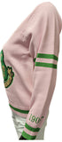 Buffalo Dallas Alpha Kappa Alpha Chenille V-Neck Varsity Sweater [Pink]