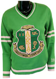 Buffalo Dallas Alpha Kappa Alpha Chenille V-Neck Varsity Sweater [Green]