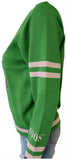 Buffalo Dallas Alpha Kappa Alpha Chenille V-Neck Varsity Sweater [Green]