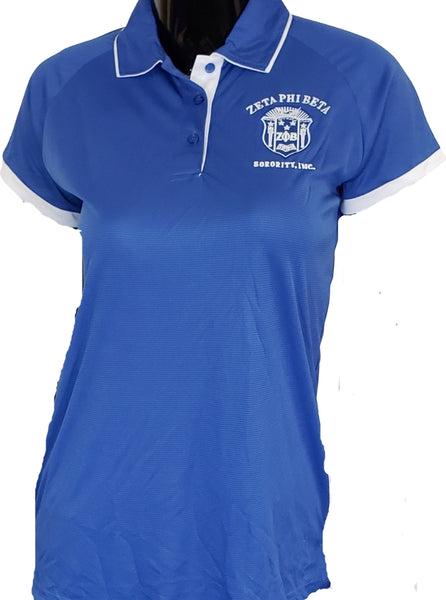 Buffalo Dallas Zeta Phi Beta DriFit Polo Shirt [Short Sleeve - Blue]