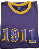 Buffalo Dallas Omega Psi Phi 1911 Ringer T-Shirt [Short Sleeve - Purple]
