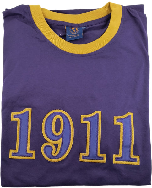 Buffalo Dallas Omega Psi Phi 1911 Ringer T-Shirt [Short Sleeve - Purple]