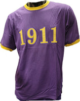 Buffalo Dallas Omega Psi Phi 1911 Ringer T-Shirt [Short Sleeve - Purple]