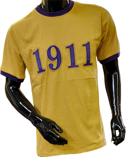 Buffalo Dallas Omega Psi Phi 1911 Ringer T-Shirt [Short Sleeve - Gold]