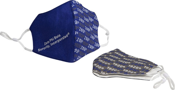 Zeta Phi Beta Hemp Face Masks [Black/Blue]
