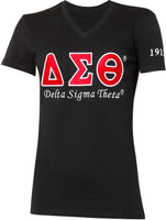 Delta Sigma Theta Luxury Embroidered Womens Tee [Black]